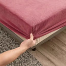 Axyaa Winter Plush Velvet Fitted Bed Sheet - Soft & Warm Double Bedspread Protector