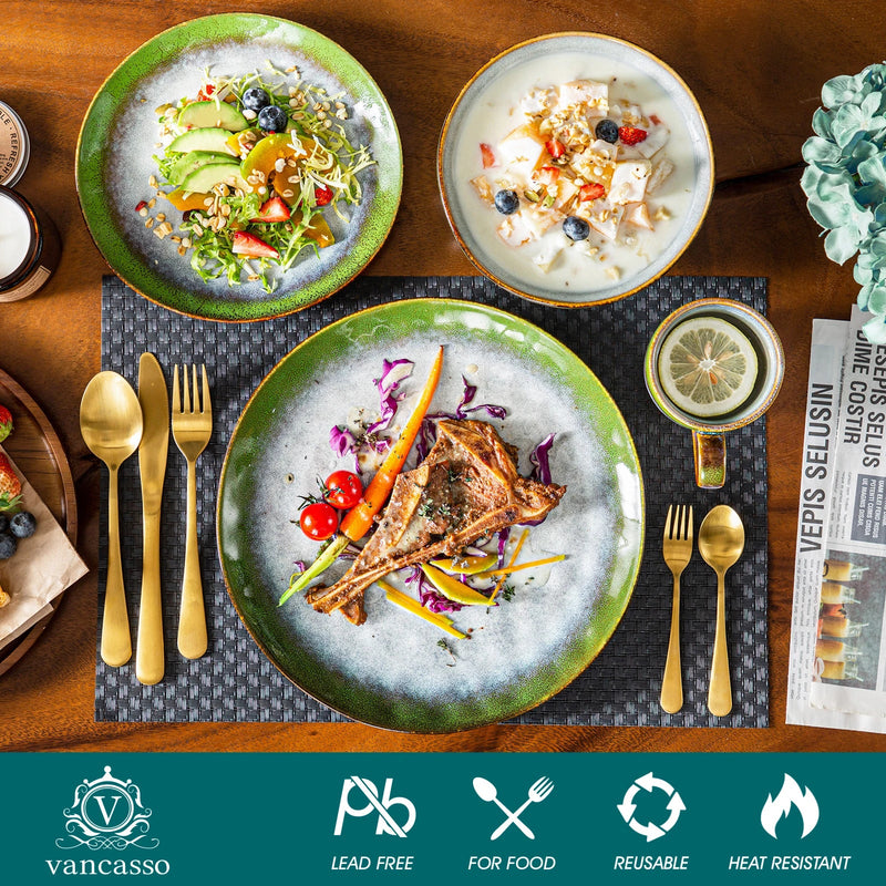 Axya Starry Blue-Green Gradient Dinnerware Set for 4/8/12, 16/32/48 Pieces