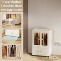 Axyaa Multi-Tier Storage Cabinet, Heavy-Duty Organizer with Rollers, Single/Double Door Design