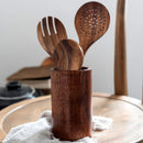 Axyaa Wooden Kitchen Utensil Set with Storage Bucket