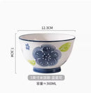 Axyaa Ceramic High Foot Rice Bowl Relief Underglaze Color High Dessert Salad Bowl