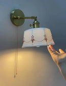 Axyaa Wooden Brass Glass Wall Lamp Modern Simple Bedroom Bedside Light