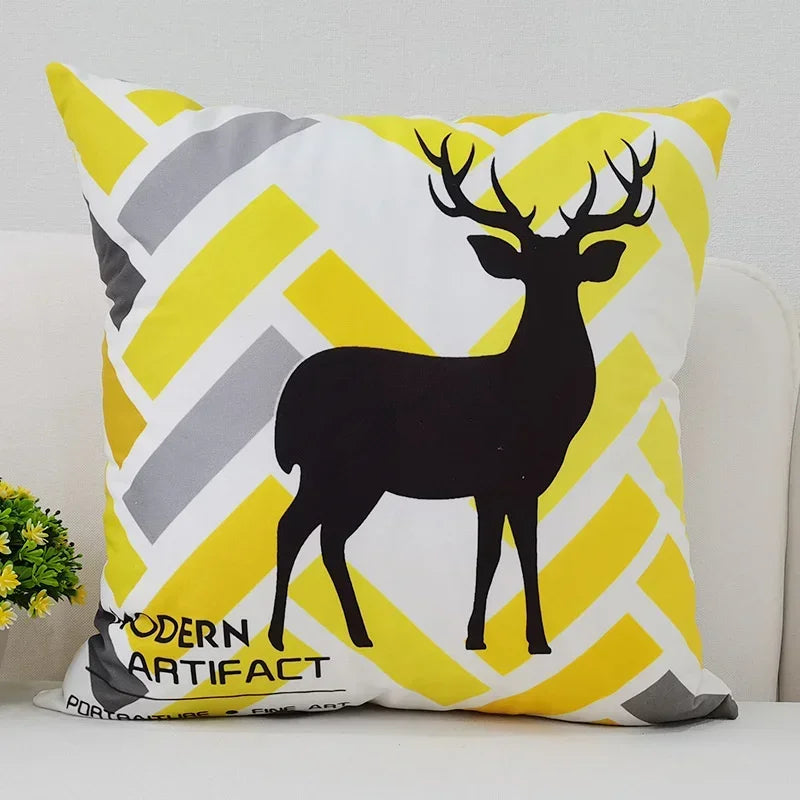 Axyaa Black Yellow Alphabet Letter Cushion Cover - Square Polyester Pillow Case
