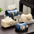 Ceramic Tissue Box for Living Room Coffee Table Decor - Axyaa Light Luxury Collection