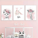 Giraffe & Lion Nursery Wall Art Prints by Axyaa