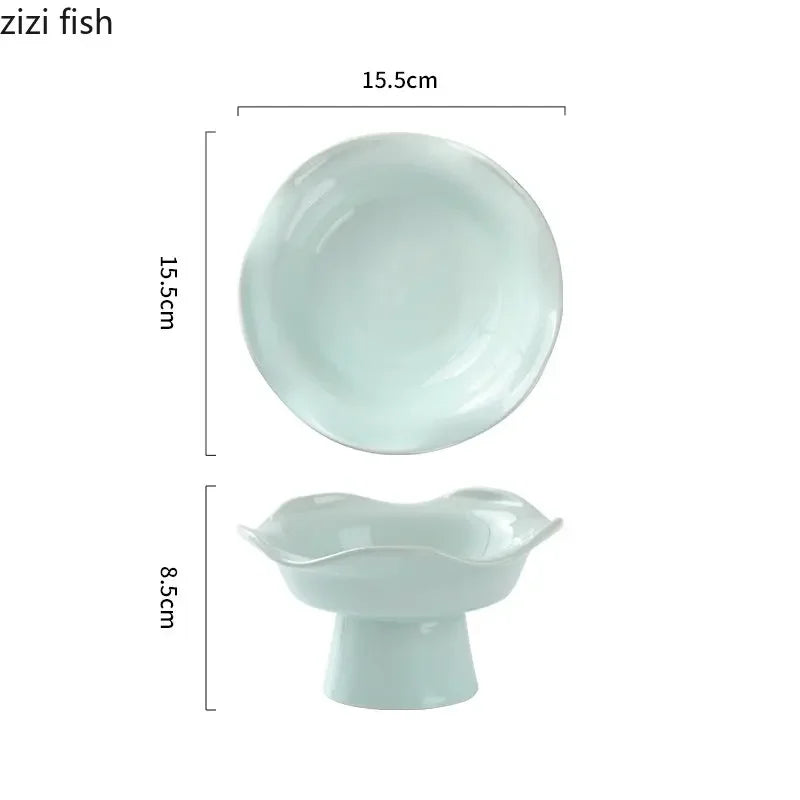 Axya Ceramic Plate Set: Sushi, Cake Stand, Dessert Dishes, Solid Color Tableware