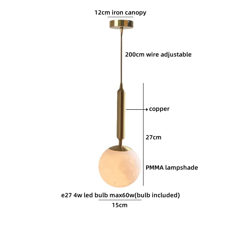 Axyaa Wood Glass Ball LED Pendant Lights Modern Nordic Hanging Lamp