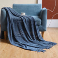 Axyaa Cream White Knitted Tassel Blanket - Nordic Gift for Home and Office