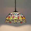 Axyaa Handcrafted Peacock Dragonfly Glass Pendant Light - Artisan Leaf Pattern Lighting