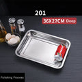 Axyaa Stainless Steel Food Storage Tray Rectangular Baking Pan for Kitchen and BBQ