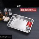 Axyaa Stainless Steel Food Storage Tray Rectangular Baking Pan for Kitchen and BBQ