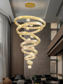 Axyaa Crystal Chandelier: Modern Stair Pendant Lamp for Interior Lighting