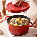Axyaa Enamel Cast Iron Soup Pot with Lid - 9.5 Inch Stew Pan for Gas and Induction Cookers