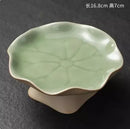 Axyaa Lotus Leaf Plate: Tall Chinese Dim Sum Tea Plate for Snacks & Fruits