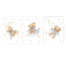 Axyaa Bear Nursery Moon Cloud Star Balloon Wall Art Poster for Kids Room