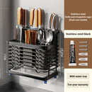 Stainless Steel Countertop Knife Holder with Drain Tray by Axyaa
