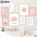 Rainbow Heart Love Canvas Nursery Poster Custom Name Wall Art by Axyaa