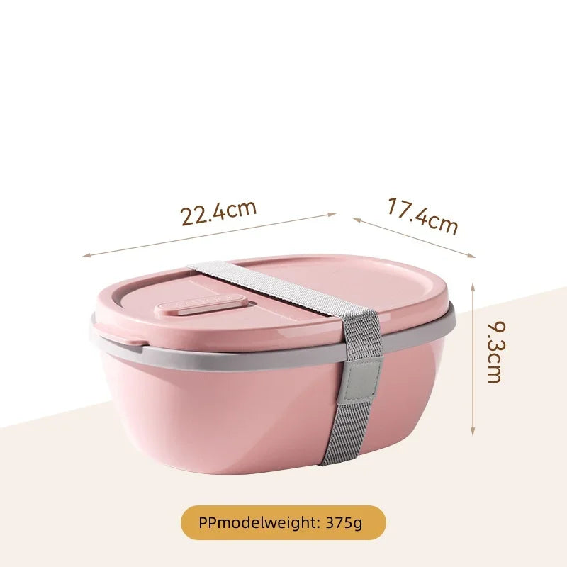 Axyaa Two-Compartment Portable Lunch Box with Detachable Salad Cup.