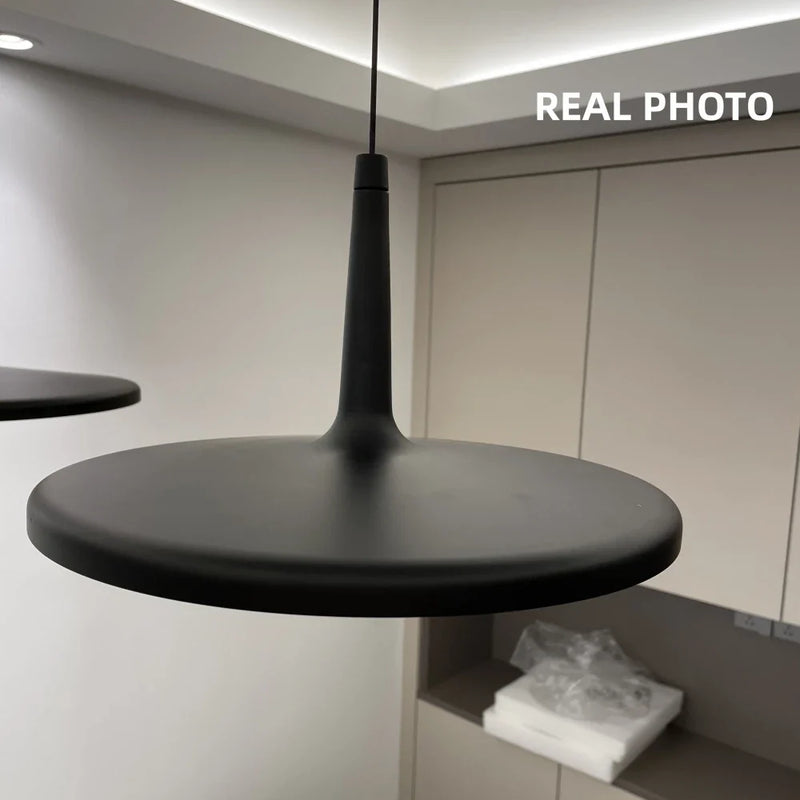 Axyaa Nordic Minimalist Chandelier: Modern Black/White Metal Pendant Light for Dining Room