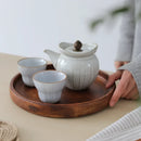 Axya Solid Wood Round Tray for Fruits, Tea Cups, and Tableware