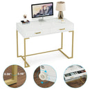 Axyaa White & Gold Vanity Desk with 2 Drawers - Modern Makeup Table for Women