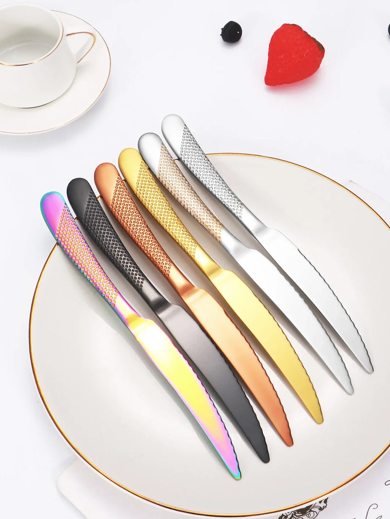 Axyaa 24pc Stainless Steel Tableware Set in Star Color Box - Family Pack