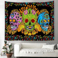 Axyaa Day of the Dead Skull Tapestry: Boho Room Decor Wall Hanging