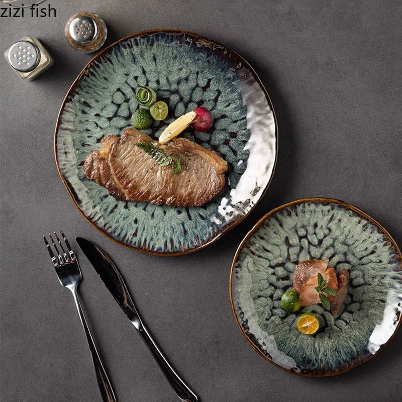Axya Ceramic Dinner Plate Set for Retro-Fusion Dining Experience