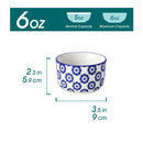 Axyaa Chinese Blue and White Ceramic Ramekins Set - Ideal for Soufflés, Desserts, and Snacks