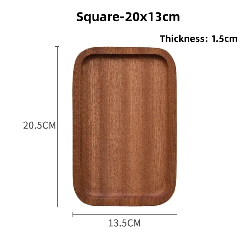 Axyaa Wooden Fruit Dessert Plate Tray Tableware Oval Round Square Toast Shape