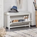 Axyaa Flip-Drawer Shoe Bench with Seat Cushion: Compact Entryway & Hallway Storage
