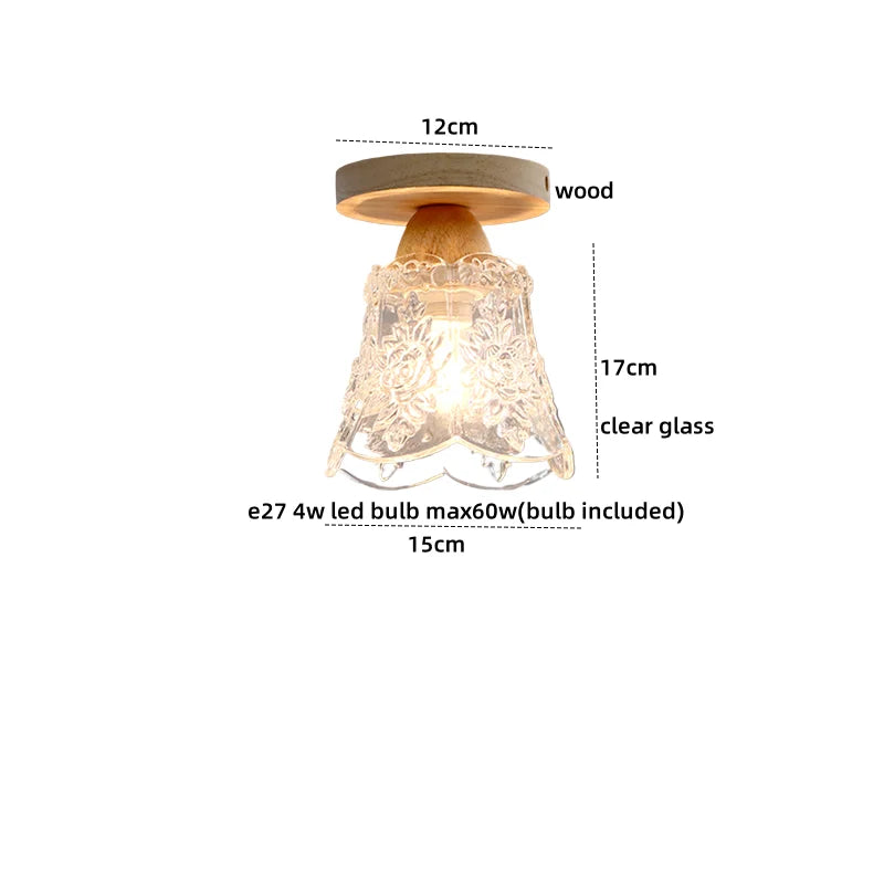Axyaa Crystal Wood LED Ceiling Lamp Clear Glass Modern Ceiling Lights