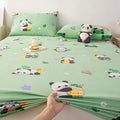 Axyaa Coarse Cotton Printed Fitted Sheet - Non-Slip Dust Cover Protector