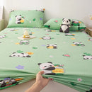 Axyaa Coarse Cotton Printed Fitted Sheet - Non-Slip Dust Cover Protector