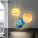 Axyaa Planet Moon Ball Pendant Light Chandelier for Children's Room Home Decor