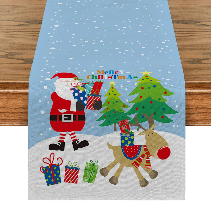 Axyaa Christmas Santa Table Runner for Home Dining Decor