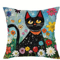 Colorful Cats & Flowers Pillow Covers by Axyaa - Sofa, Bedroom, Car Pillow Cover