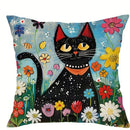 Colorful Cats & Flowers Pillow Covers by Axyaa - Sofa, Bedroom, Car Pillow Cover