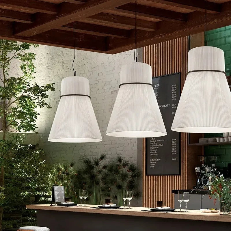 Axyaa White Pleated Pendant Lamp for Dining Room, Cafe, and Bar