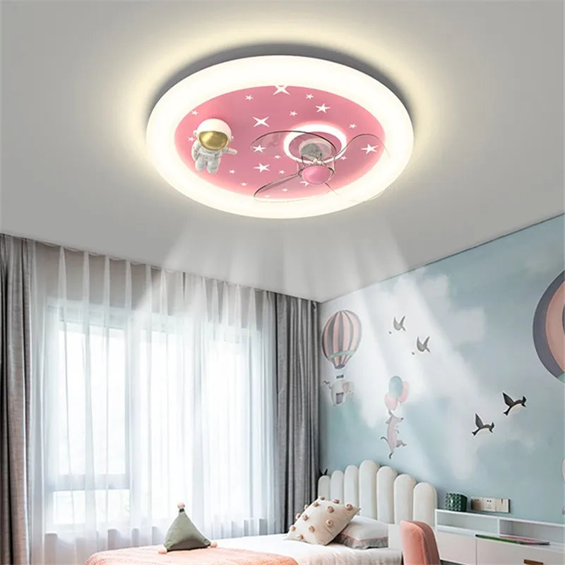 Axyaa Astronaut Kids Ceiling Fan with LED Moon Light Control