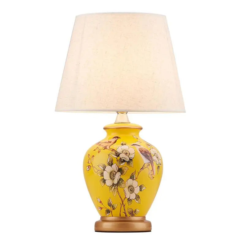 Axyaa Ceramic Bird & Flower Table Lamp