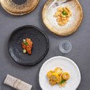 Axyaa White Gold Ceramic Stone Pattern Sushi Plate - Molecular Cooking Specialty Tableware