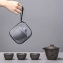 Axyaa Ceramic Tea Set: Portable One Pot Three Cups Set for Outdoor Tea Brewing