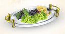 Axya Golden Double Ear Stainless Steel Oval Plate Tray for Buffet and Fruit - Wedding Restaurant Dish