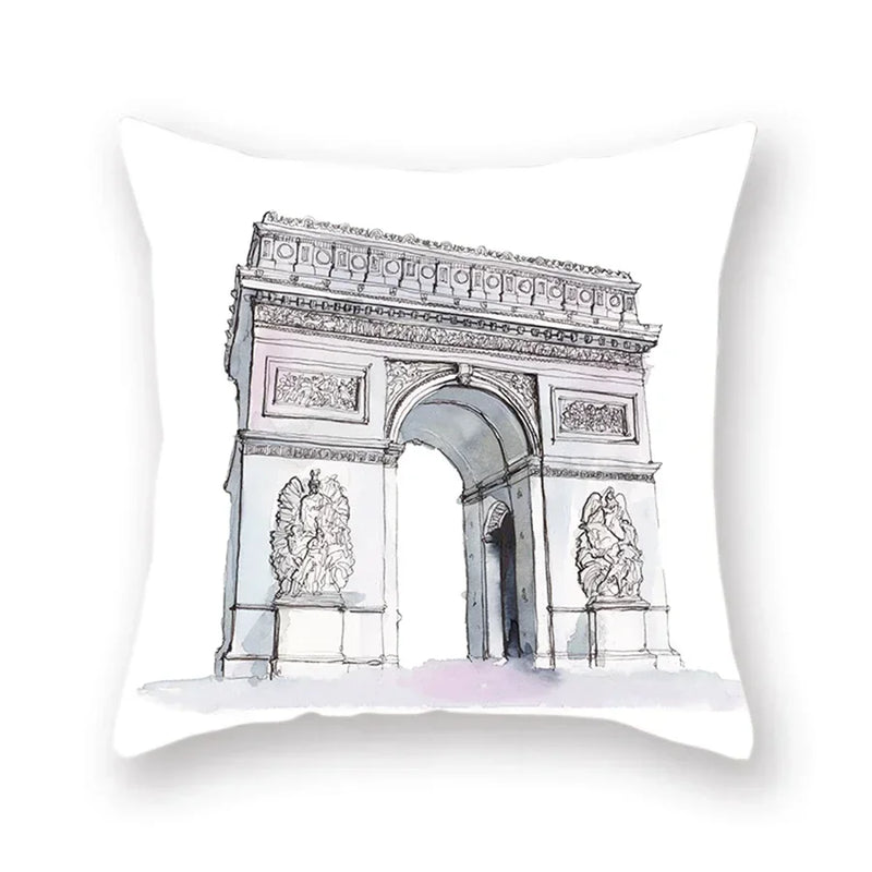 Axyaa World Buildings Printed Cushion Covers