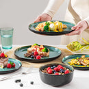 Axyaa 18Pc Green Reactive Glaze Stoneware Dinnerware Set