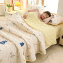 Axyaa Floral Summer Blanket & Pillowcase Set - Soft Knitted Duvet, Breathable & Skin-Friendly