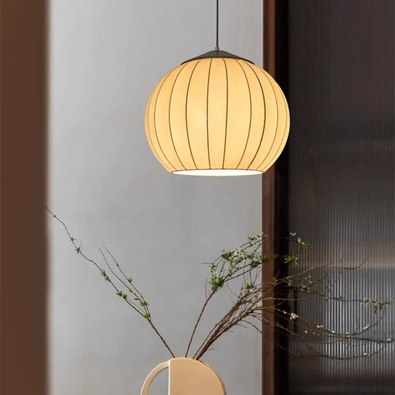 Axyaa Wabi Sabi Cloth Pendant Light: Retro Fabric Chandelier for Living Room & Restaurant