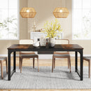Axyaa Industrial Dining Table: Rectangular Kitchen Table for 6-8 Person
