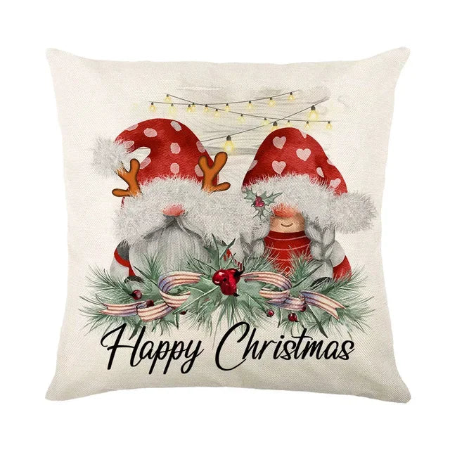 Christmas Decor Pillow Cover 18x18 in Linen Throw - Axyaa Home Decor